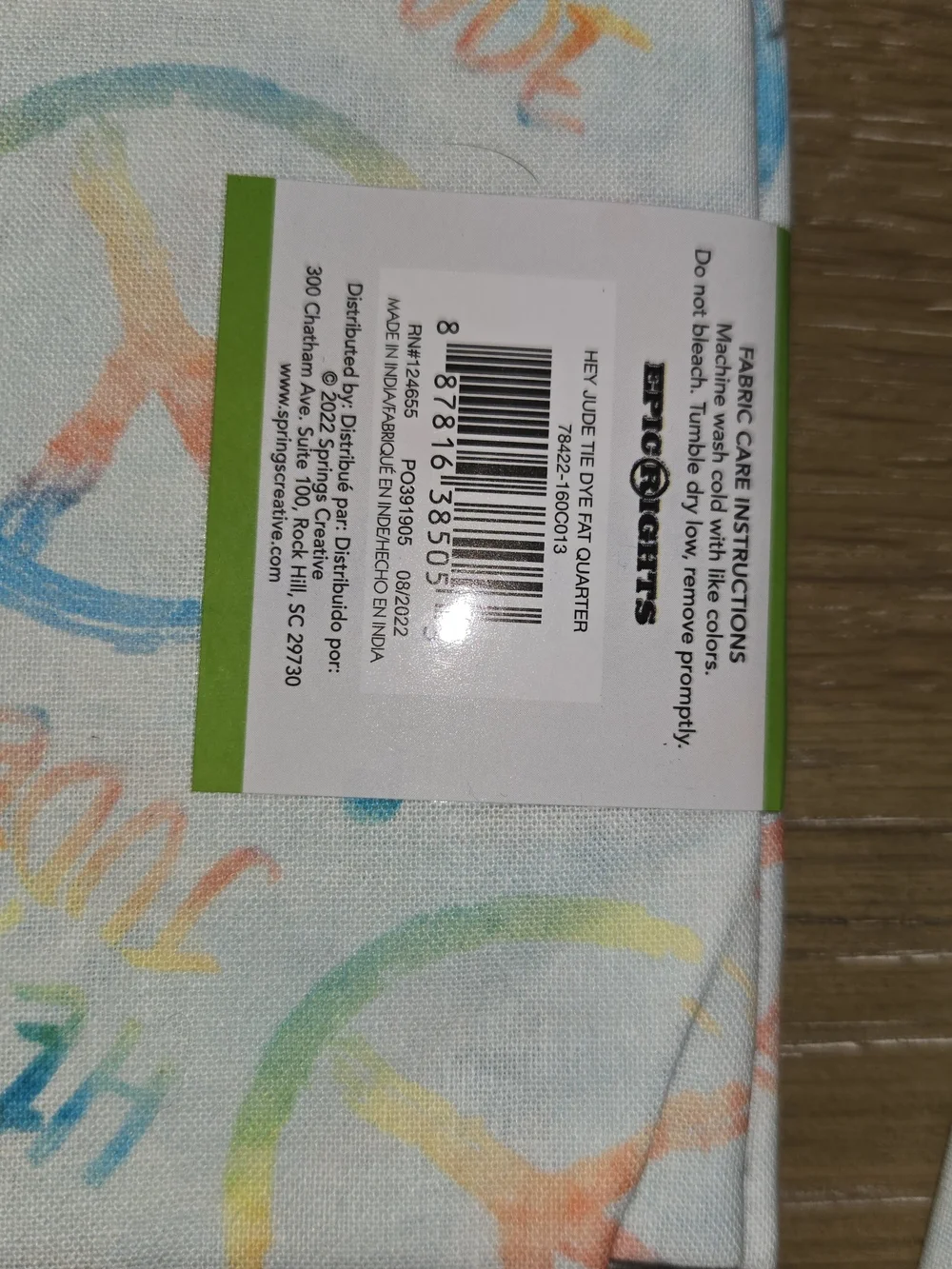 Fat Quarter Cotton Fabric Lot Of 4 Peace Sign Watercolor Hey Jude Tie Dye New